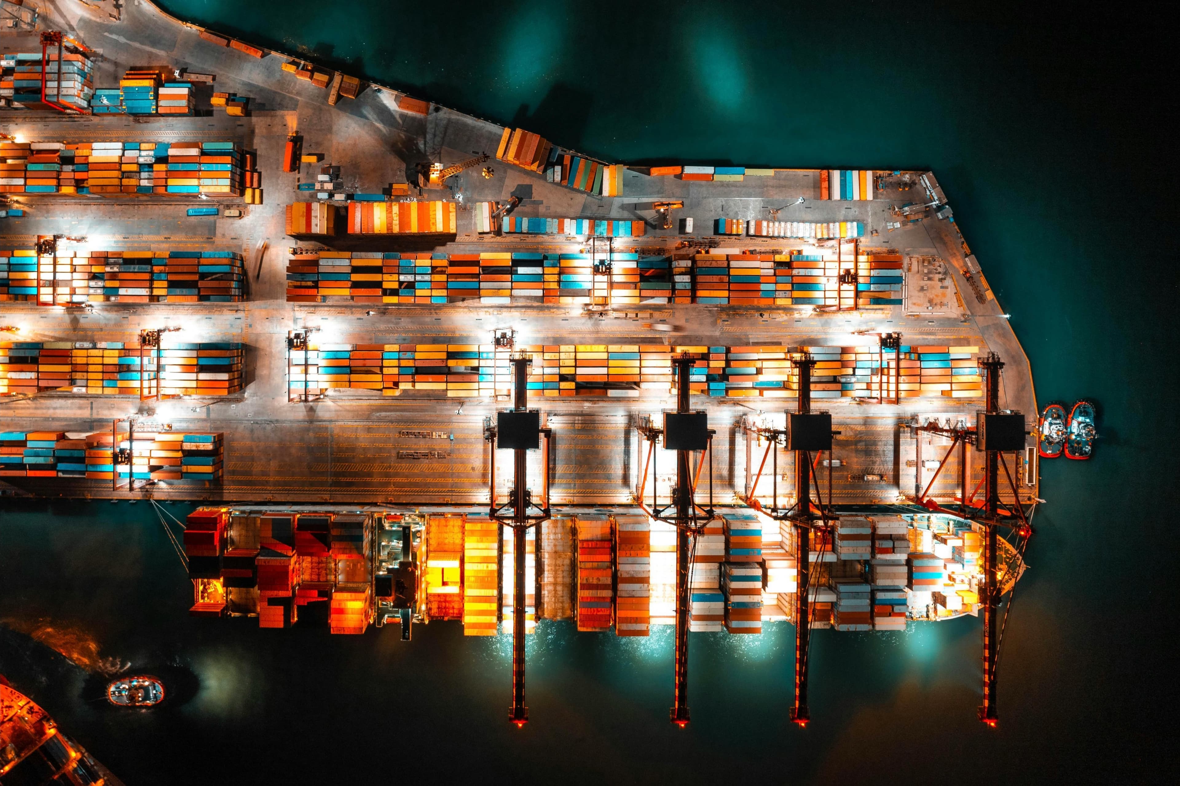 Container ship at port